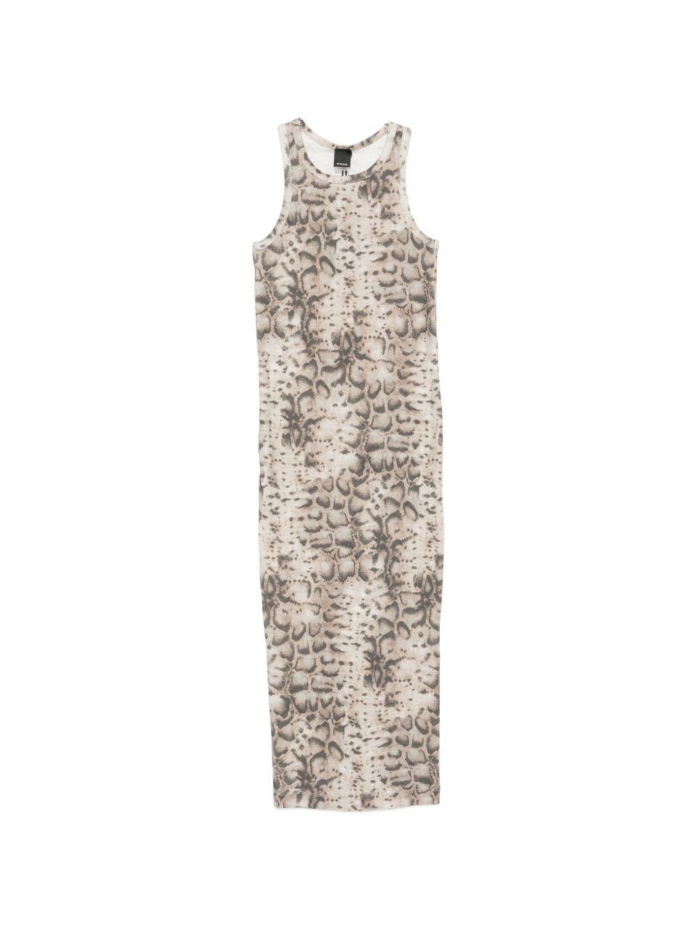 Ribbed slim-fit midi dress with snake print 106993 A3DPCZ9 PINKO 