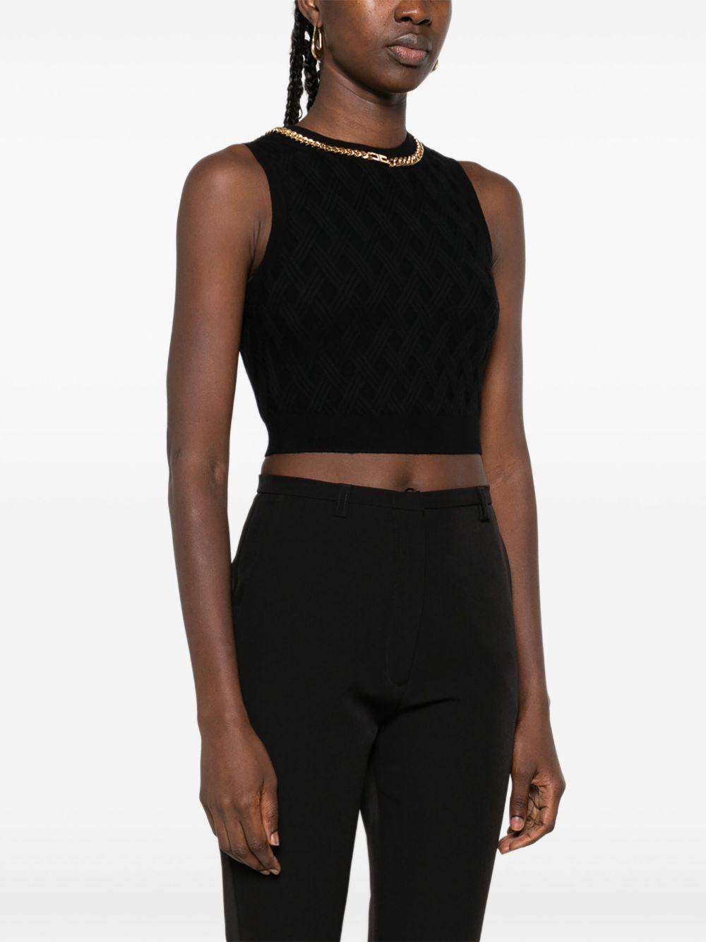 Top in knit fabric with diamond pattern and jewel details TK60B56E2 110 ELISABETTA FRANCHI 