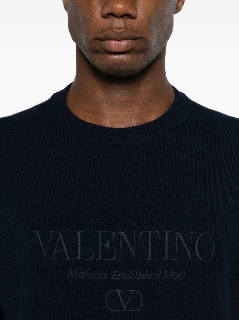 Embroidered-logo knitted jumper<BR/><BR/> 5V3KC30AACF 598 VALENTINO GARAVANI 