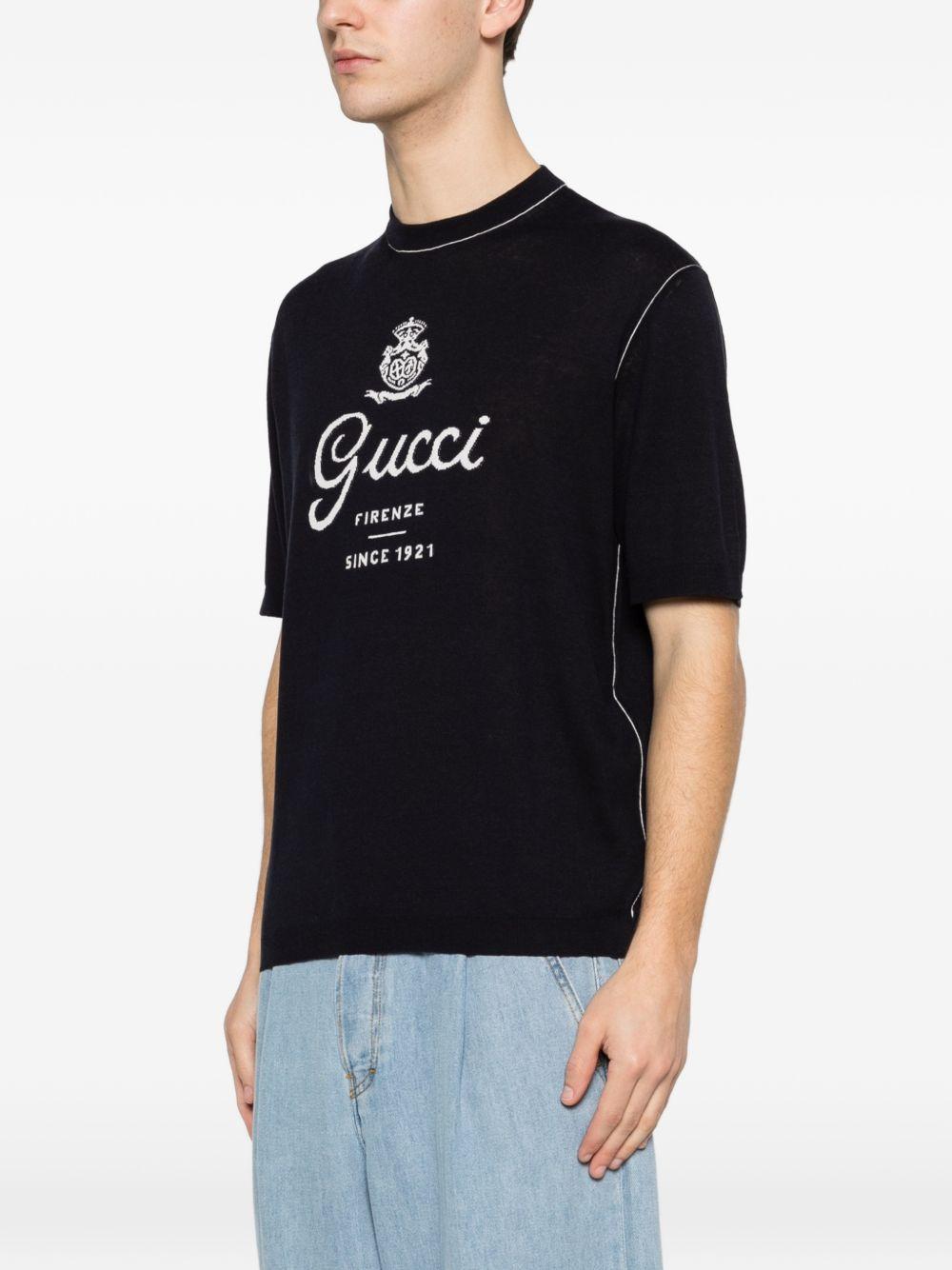 Knit silk linen T-shirt with intarsia 851828 XKFC84041 GUCCI 