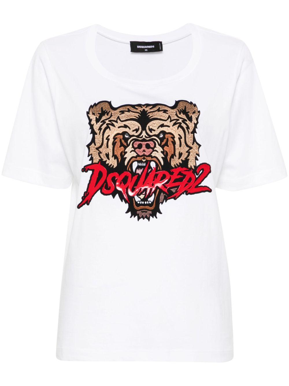 Tiger print T-shirt<BR/><BR/><BR/> S75GD0442 S24668100 DSQUARED2 