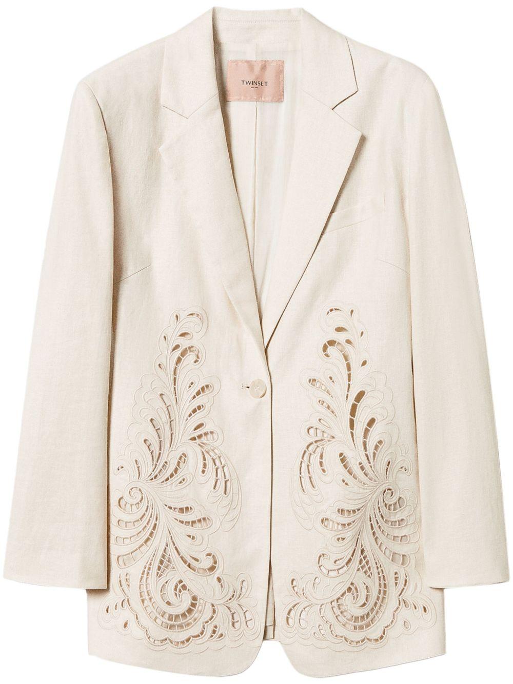 Linen blend jacket with embroidery 251TP2160 00059 TWINSET 
