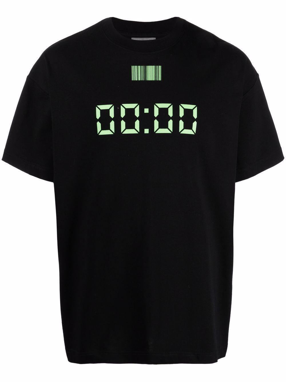 Black cotton clock-print T-shirt VL12TR320B1611 BLACK VTMNTS 