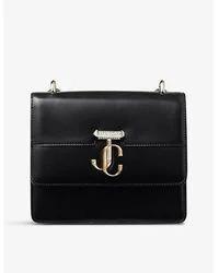 Black varenne leather shoulder bag AVENUEQUAD BLACK/LIGHT GOLD JIMMY CHOO 