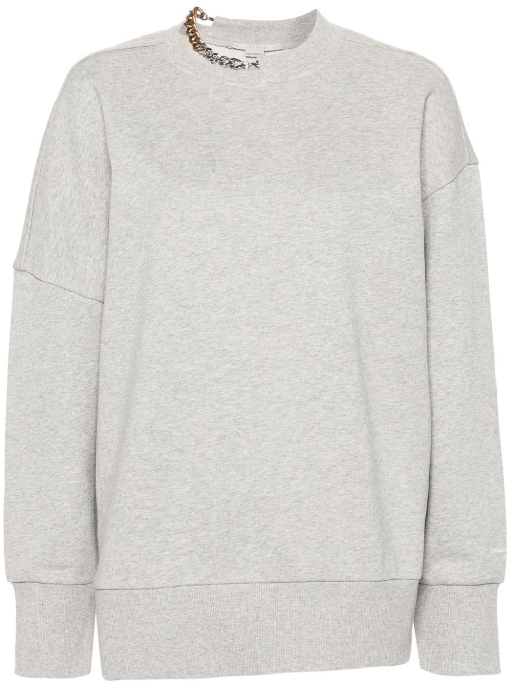 Chain-link-detailing mélange sweatshirt<BR/><BR/><BR/> 6J0327 3SPZ361264 STELLA McCARTNEY 