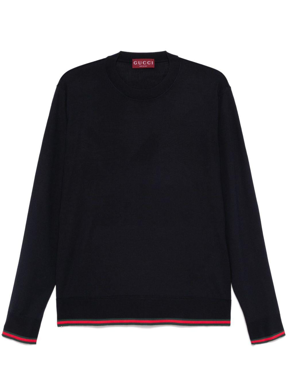 Web-trim wool sweater<BR/><BR/><BR/> 814531 XKEJ14060 GUCCI 