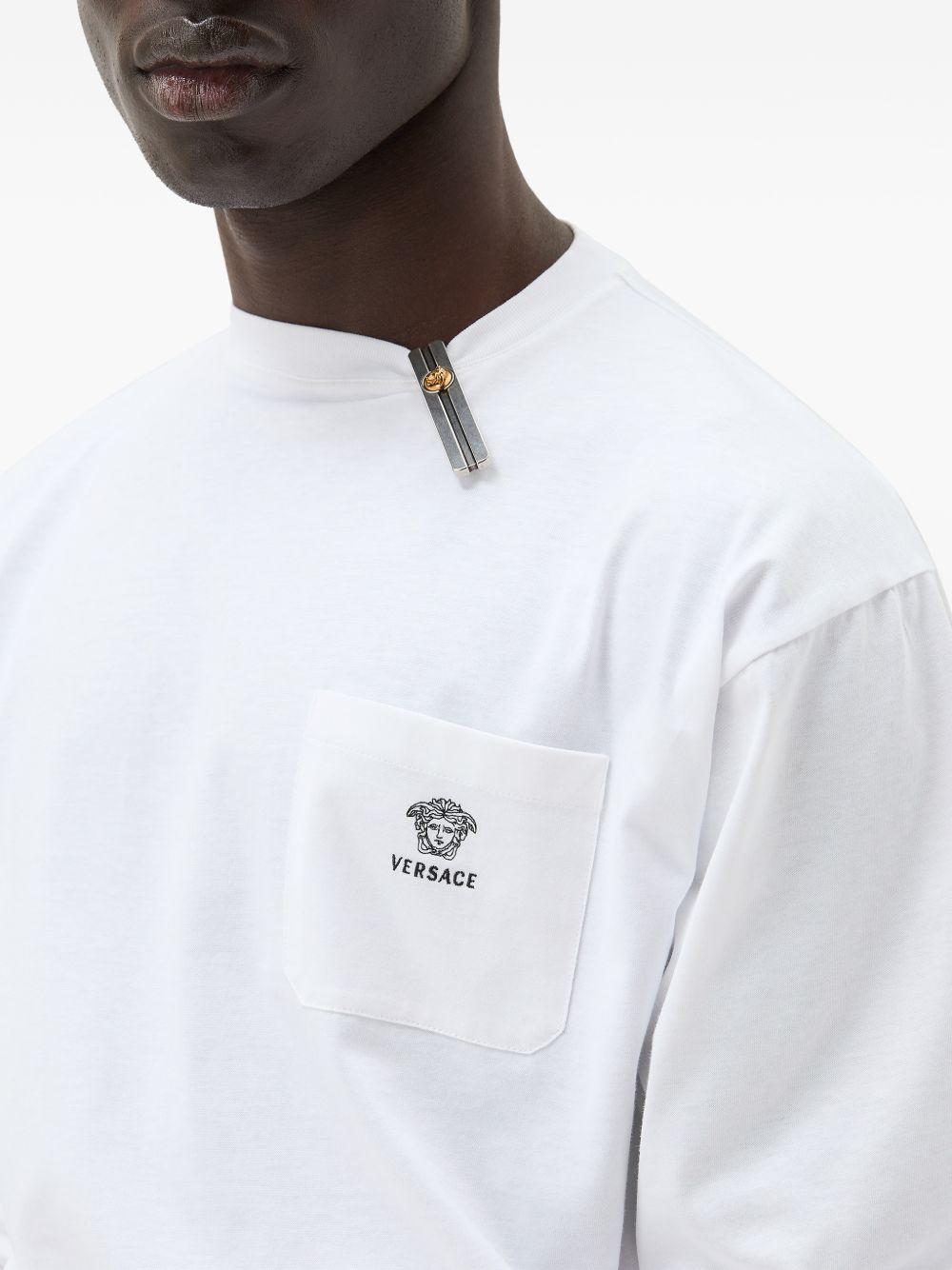 Embroidered Cotton-Jersey T-Shirt 1024573 1A179151W000 VERSACE 