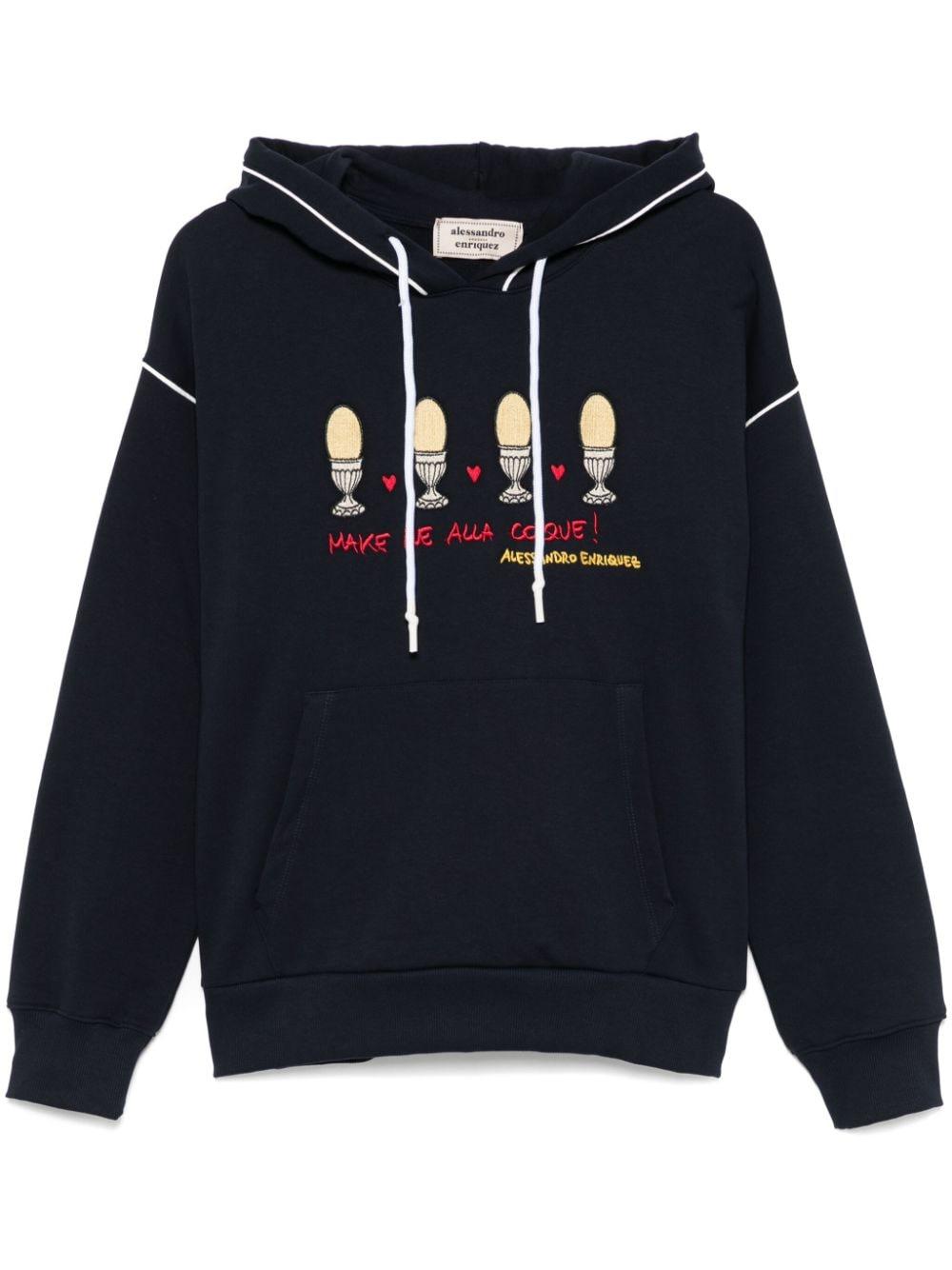 Logo-embroidered hoodie<BR/><BR/><BR/> AE-SW001/CO 019COQUE ALESSANDRO ENRIQUEZ 