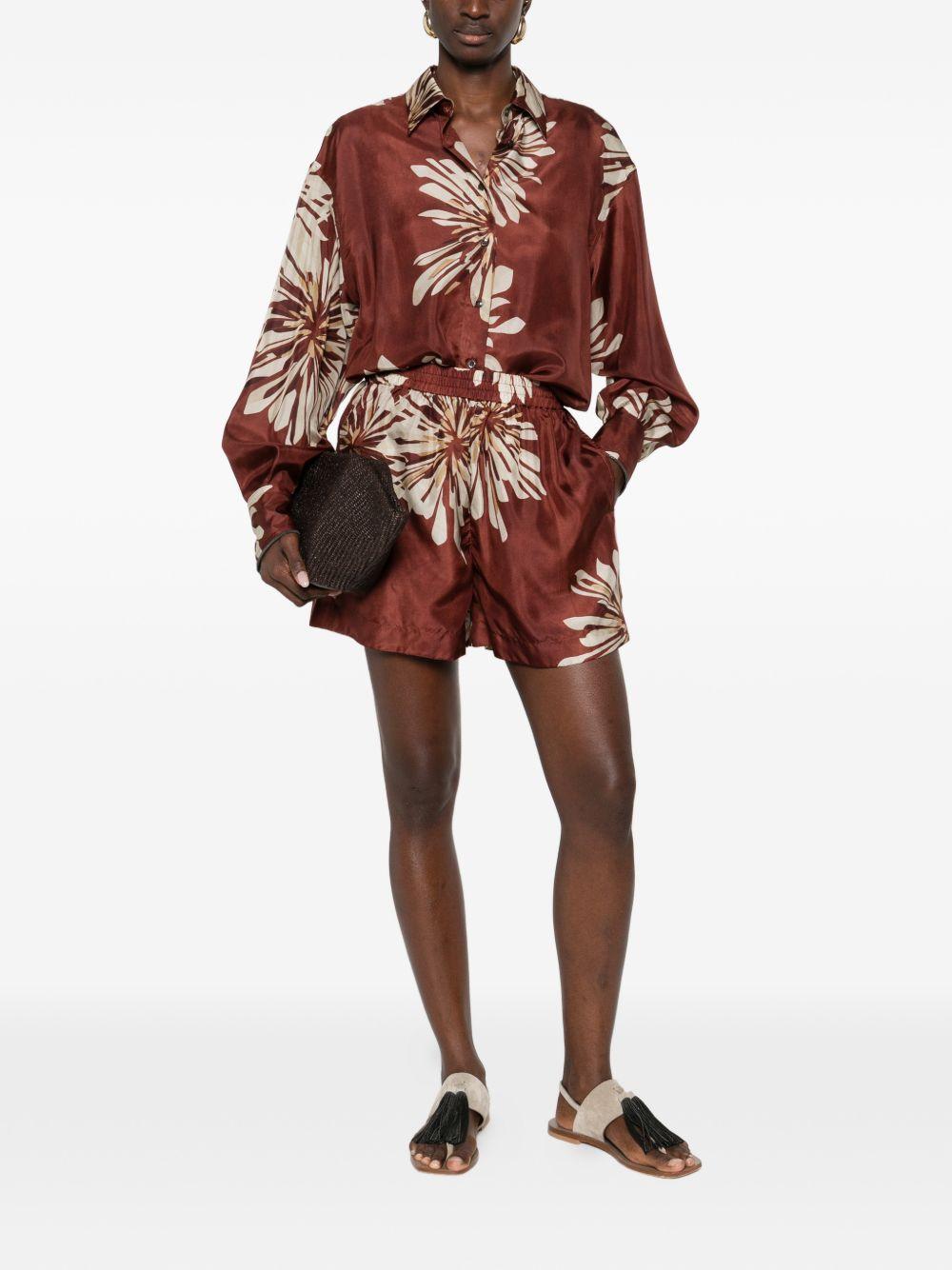 Bloom Print silk pongée shirt with monili MQ967RH206 C008 BRUNELLO CUCINELLI 