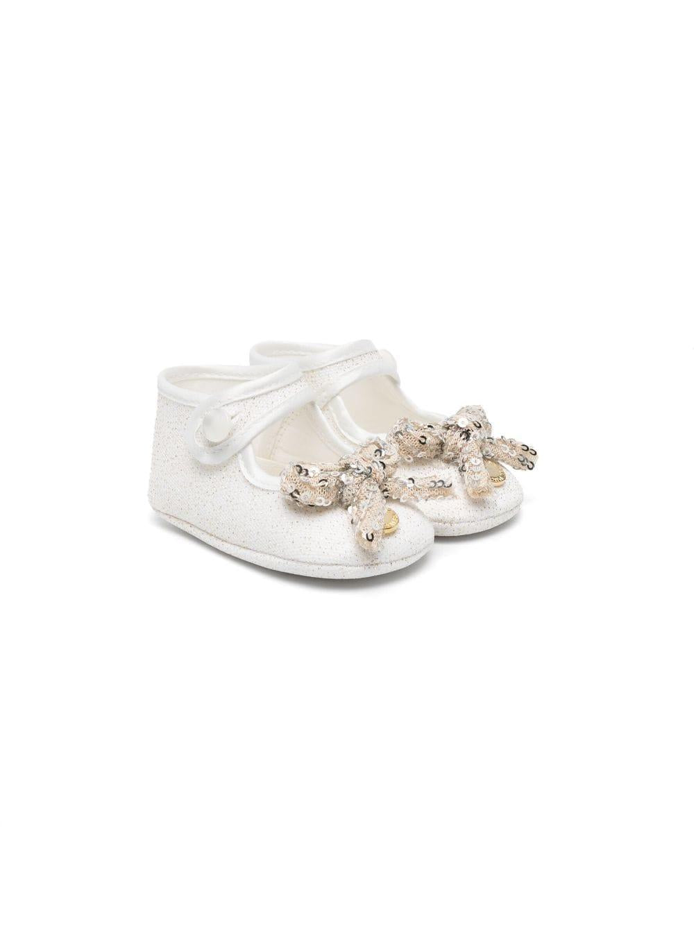 Sequined bow-detail ballerinas 73B004 29070170 MONNALISA 