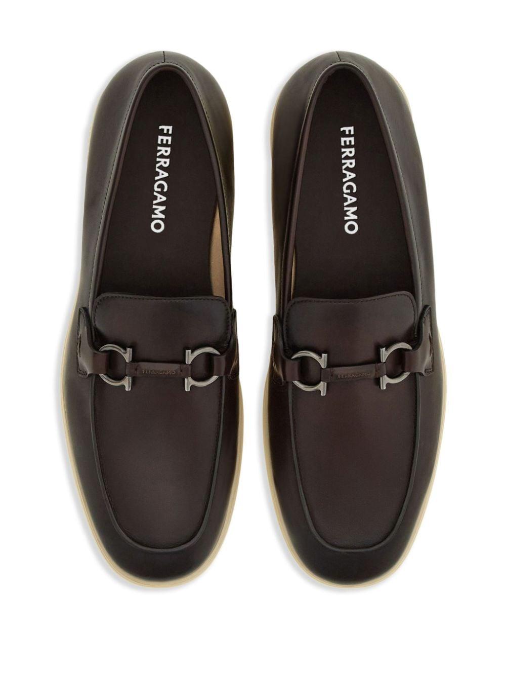 Gancini leather loafers<BR/><BR/> COSIMO 0774494T.MORO FERRAGAMO 