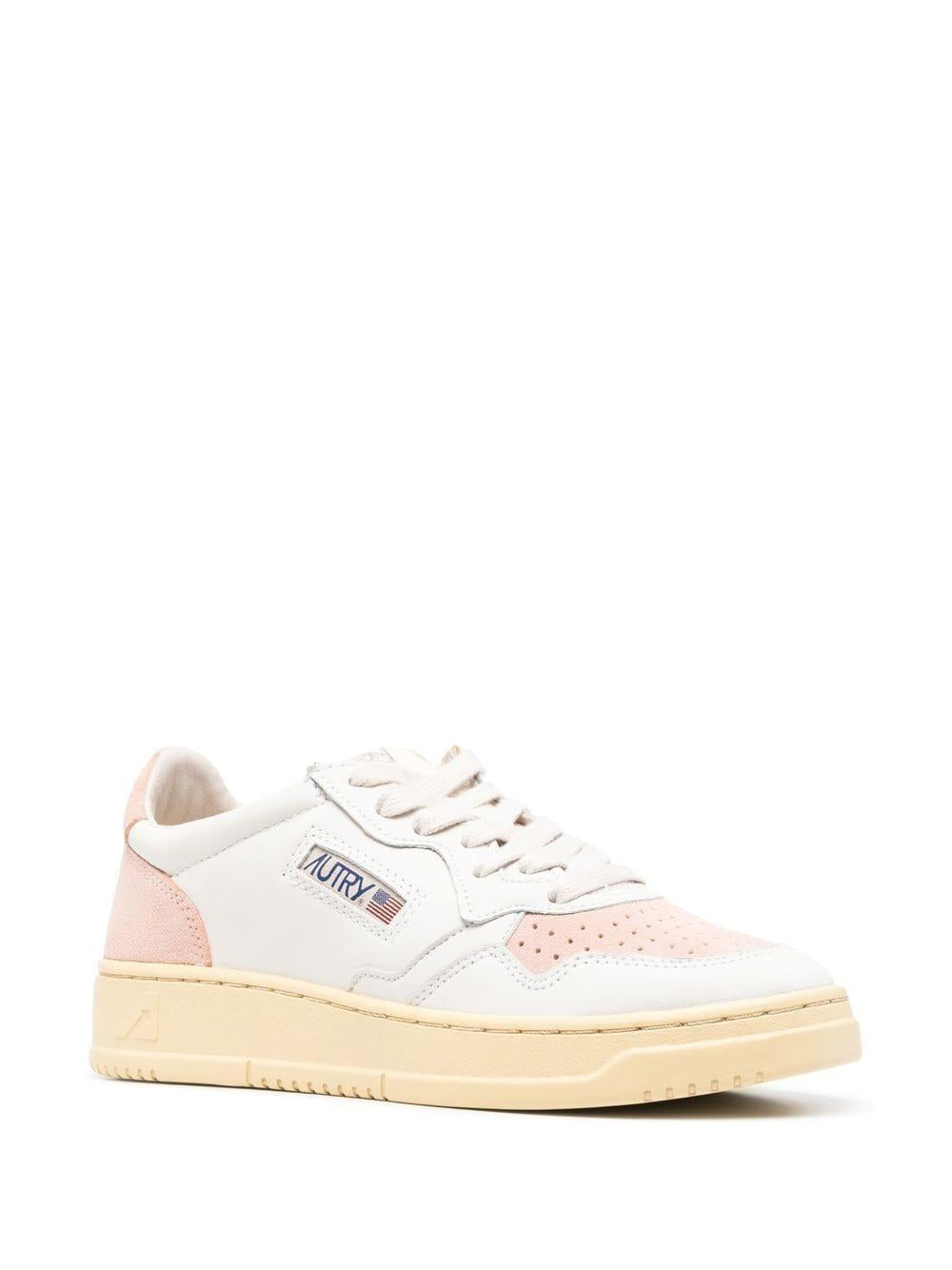 Perforated pink details low-top sneakers AULW SL03WHITE/PINK AUTRY 