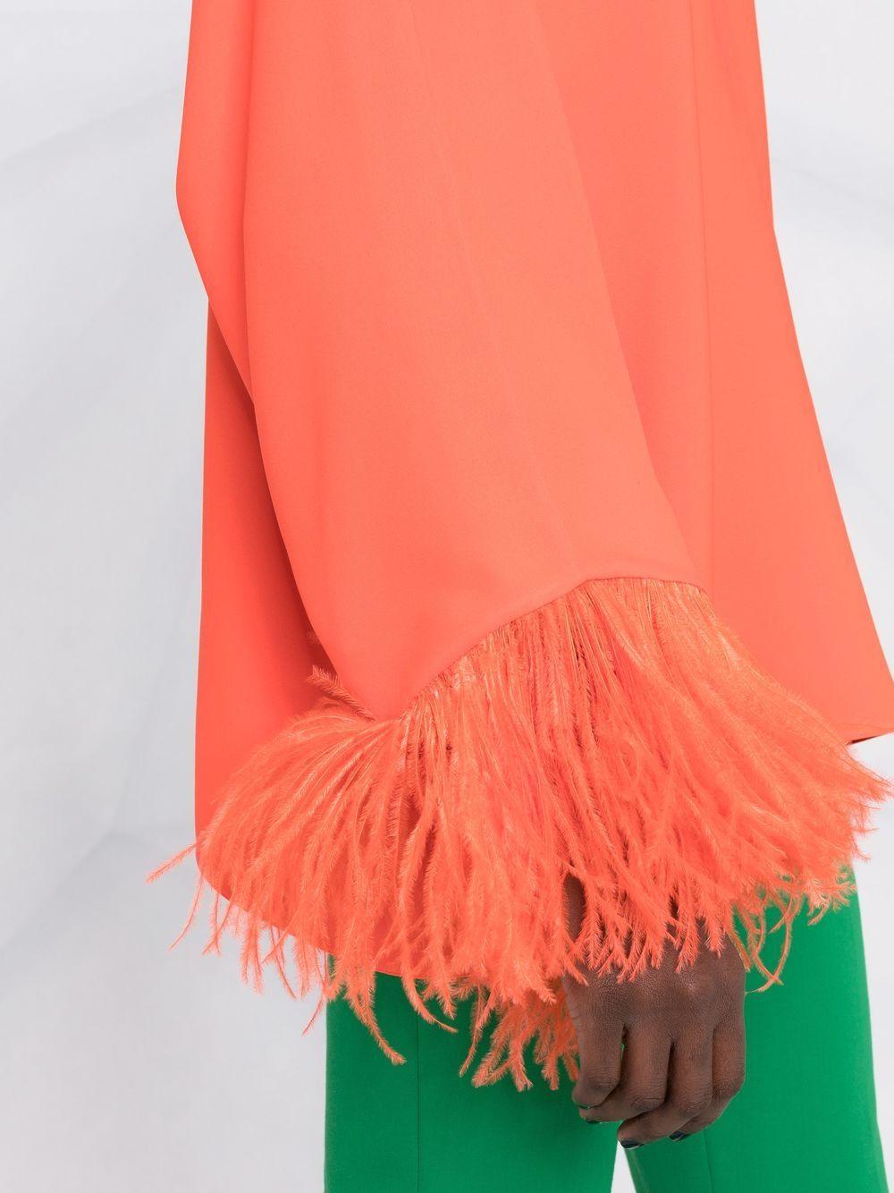 Silk feather-embellished blouse XB3AE6U01MM O21 VALENTINO GARAVANI 