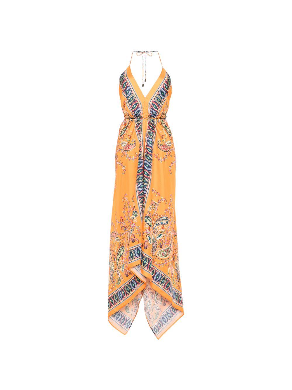 Long Silk Dress with All-Over Print and Back Bow WRPA0001 AKF13X0852 ETRO 