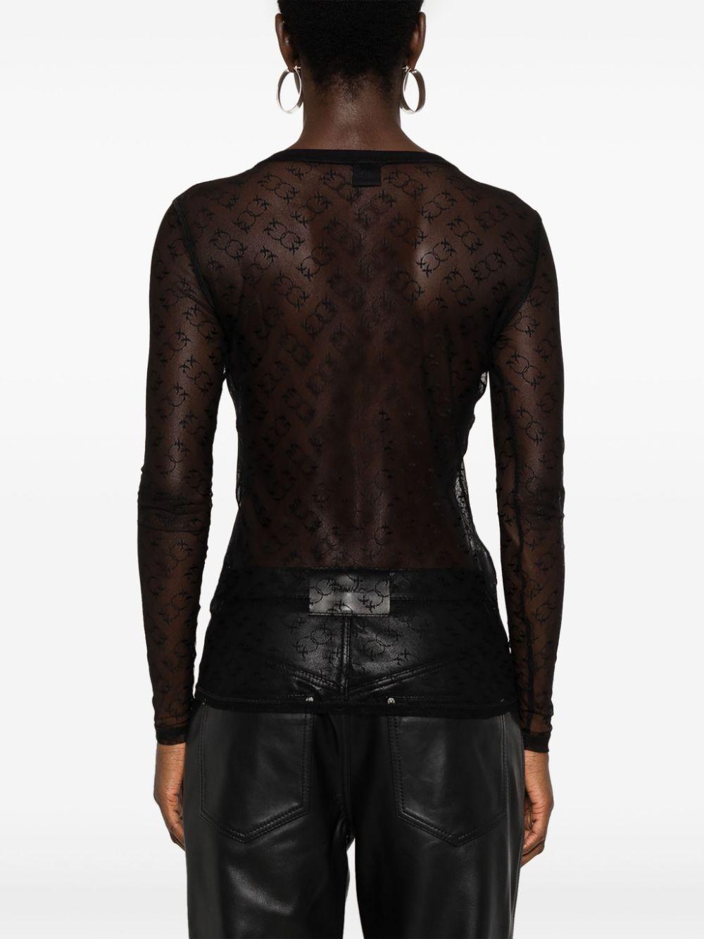 Monogram sheer T-shirt<BR/><BR/><BR/> 103711 A21JZ99 PINKO 