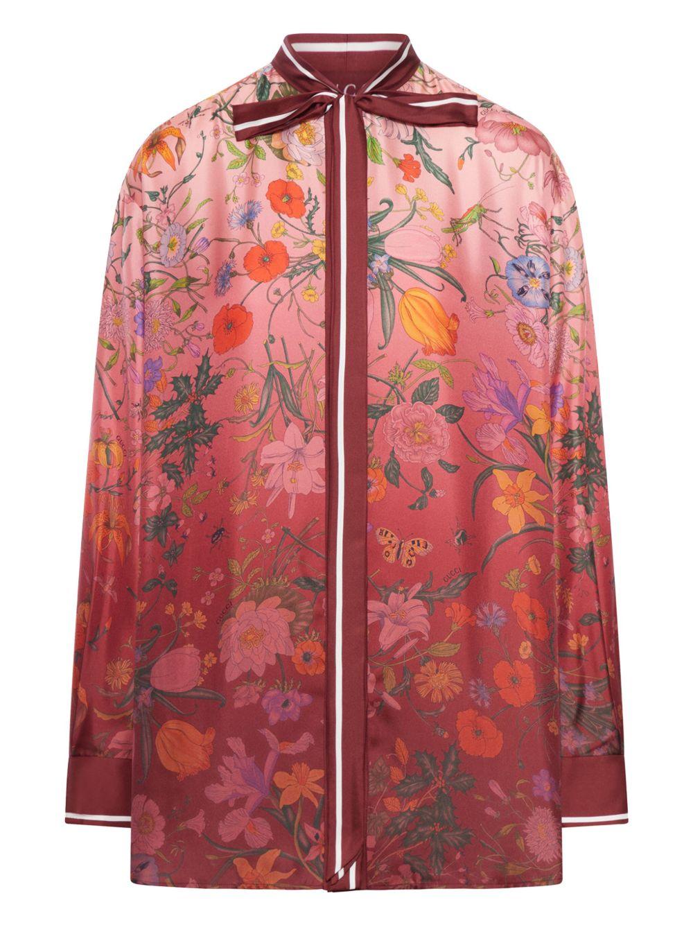 Printed silk shirt with neck bow 835617 ZATG85057 GUCCI 