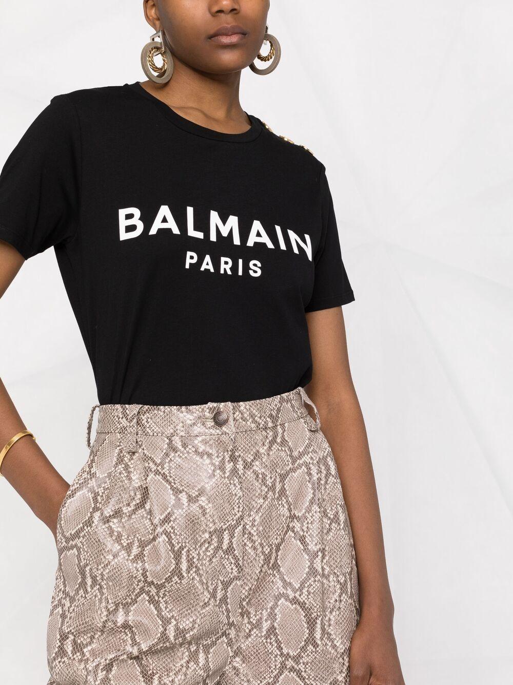 Logo-print cotton T-shirt<BR/><BR/><BR/> BF1EF005BB02 EAB BALMAIN 