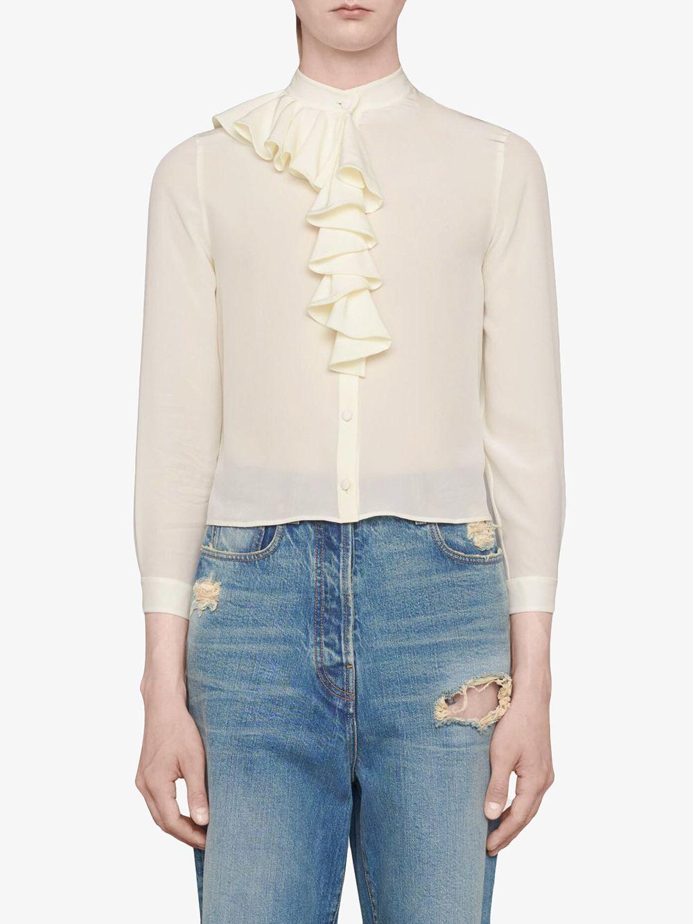 Blusa con ruches con colletto alla coreana 642439 ZAAOG9154 GUCCI 