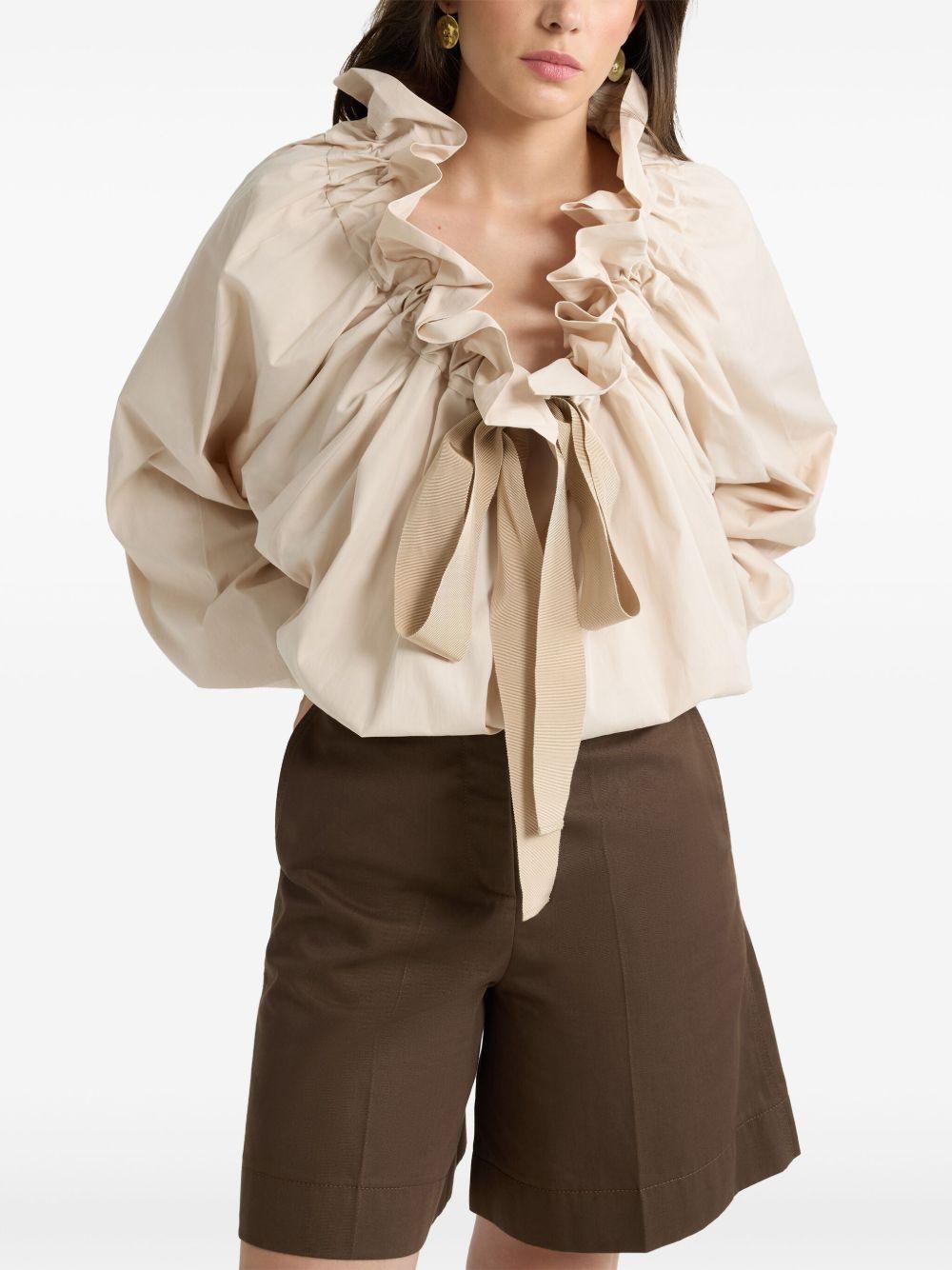 Iconic drawstring poplin top<BR/><BR/> TO0170017 117B PATOU 