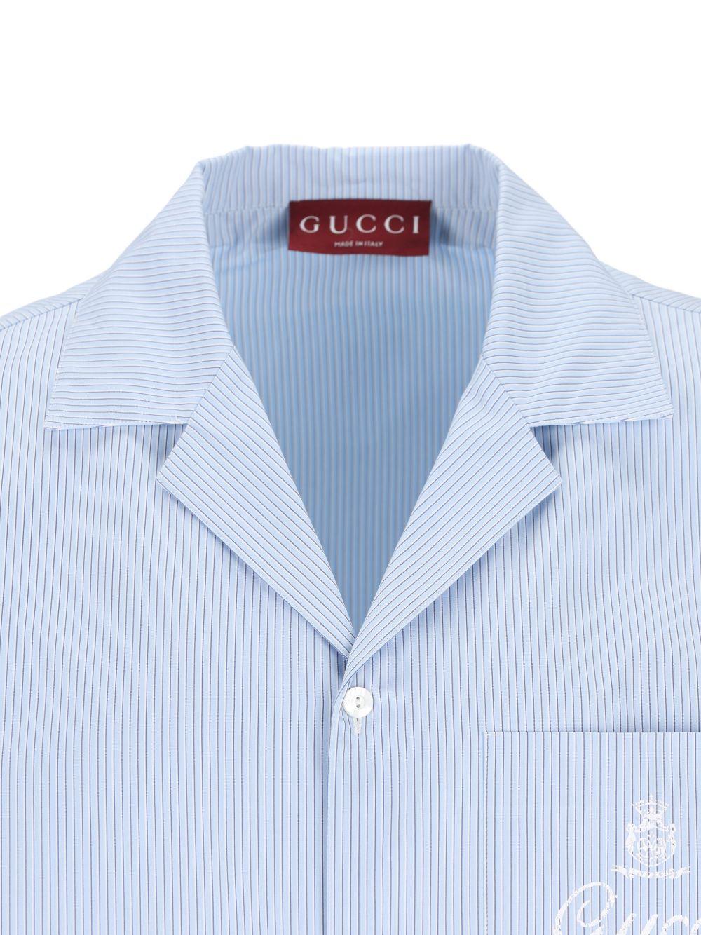 Thin striped cotton poplin bowling shirt 794907 ZAJWW4061 GUCCI 