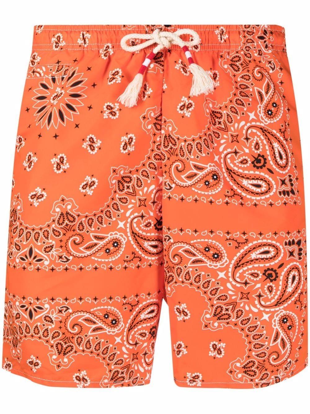 Orange bandana-print swim shorts<BR/><BR/><BR/> CAPRESE 02456FBANDANNA ROUND8501 MC2 SAINT BARTH 