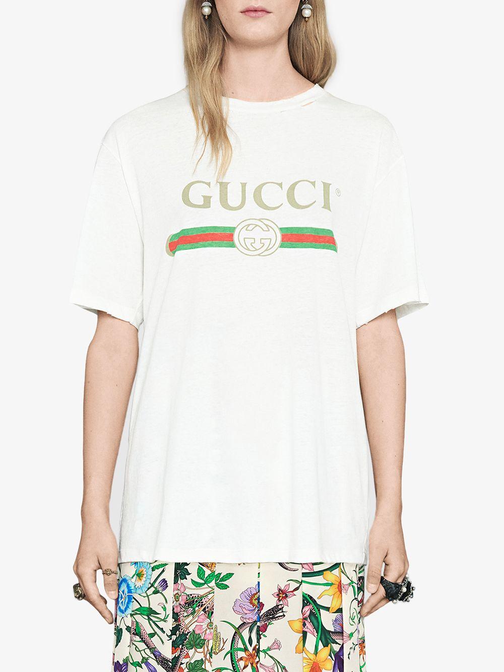 Oversize T-shirt with Gucci logo 457095 X5L899234 GUCCI 