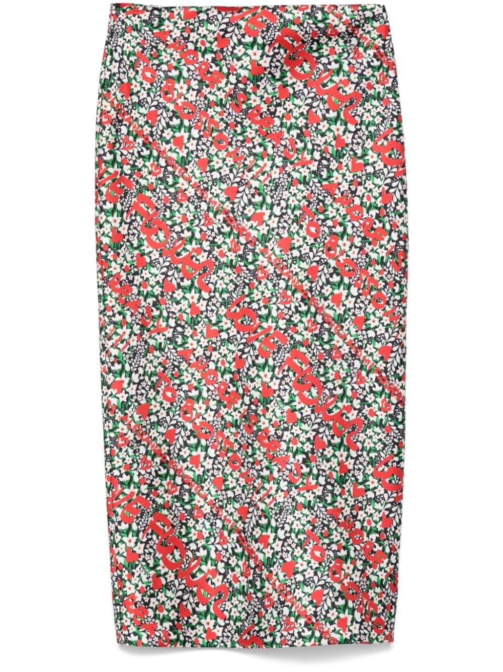 Floral-print midi skirt AE-SK45-DU FIORICUO ALESSANDRO ENRIQUEZ 