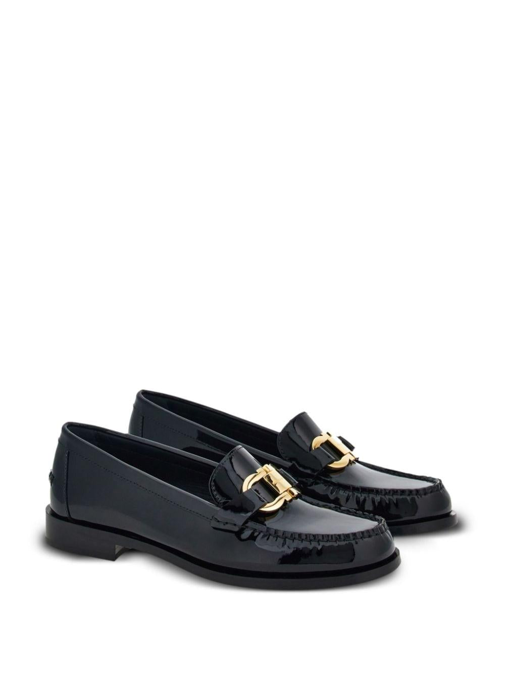 Gancini-buckle leather loafers<BR/><BR/> MARYAN 0769302NERO FERRAGAMO 