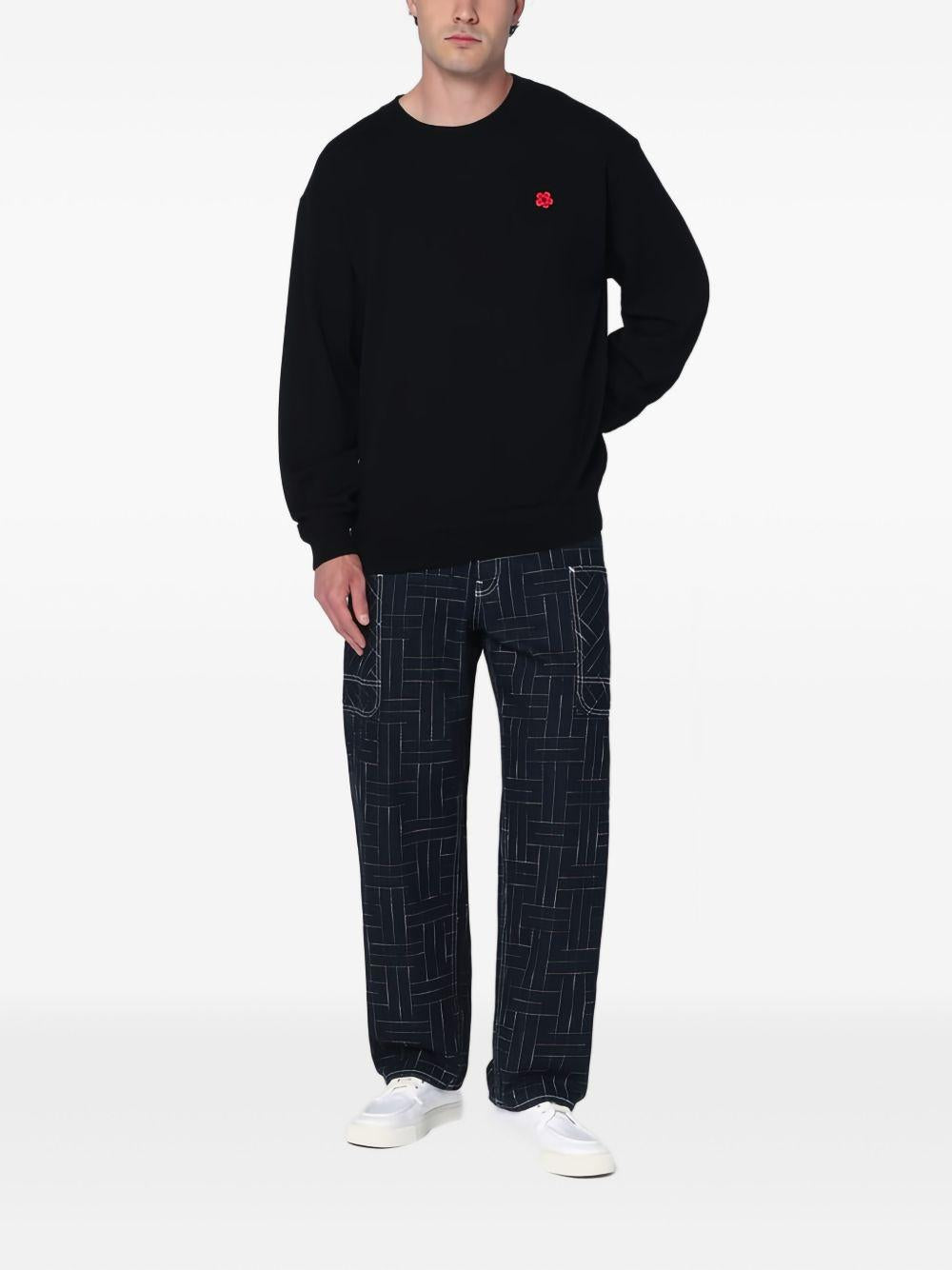 'Boke Flower' embroidered jumper in Merino wool FF65PU7593LB 99JBLACK KENZO 