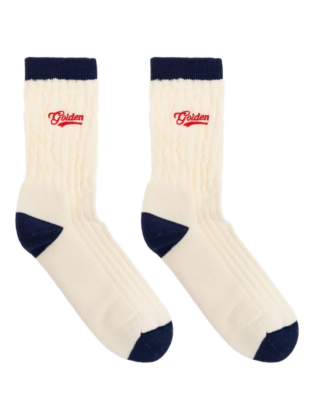 Ribbed socks with navy blue details GUP02372 P00220612305 GOLDEN GOOSE 