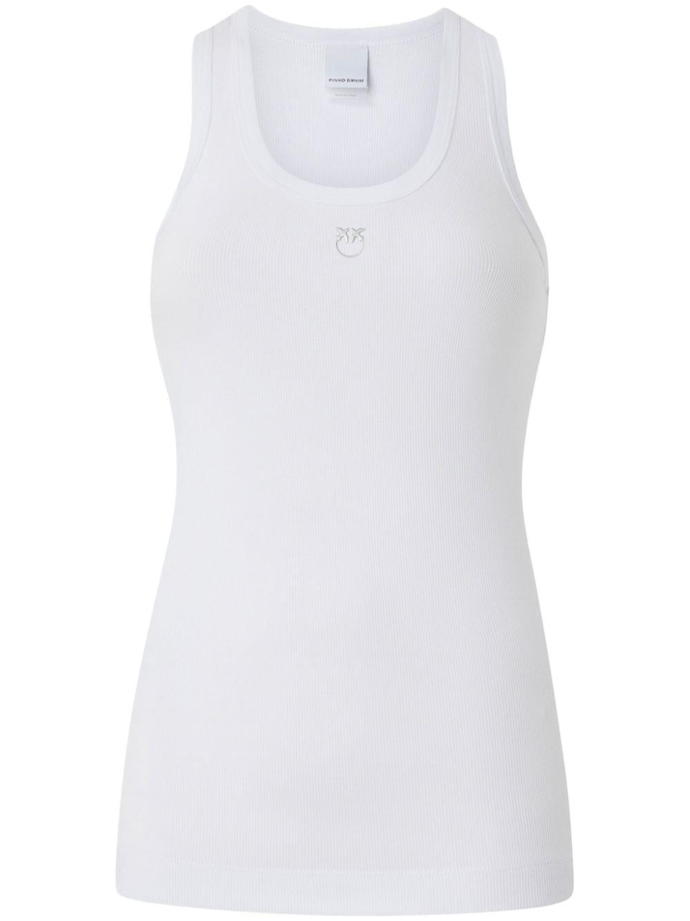Logo-embroidered tank top<BR/><BR/><BR/> 100807 A2C1Z04 PINKO 