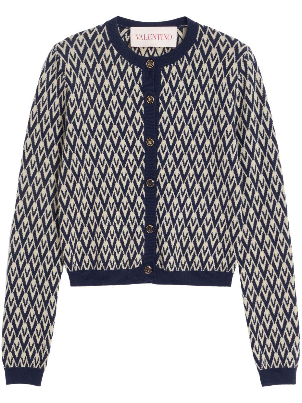 Cream/navy jaquard cardigan 6B3KA09X92M R0H VALENTINO GARAVANI 
