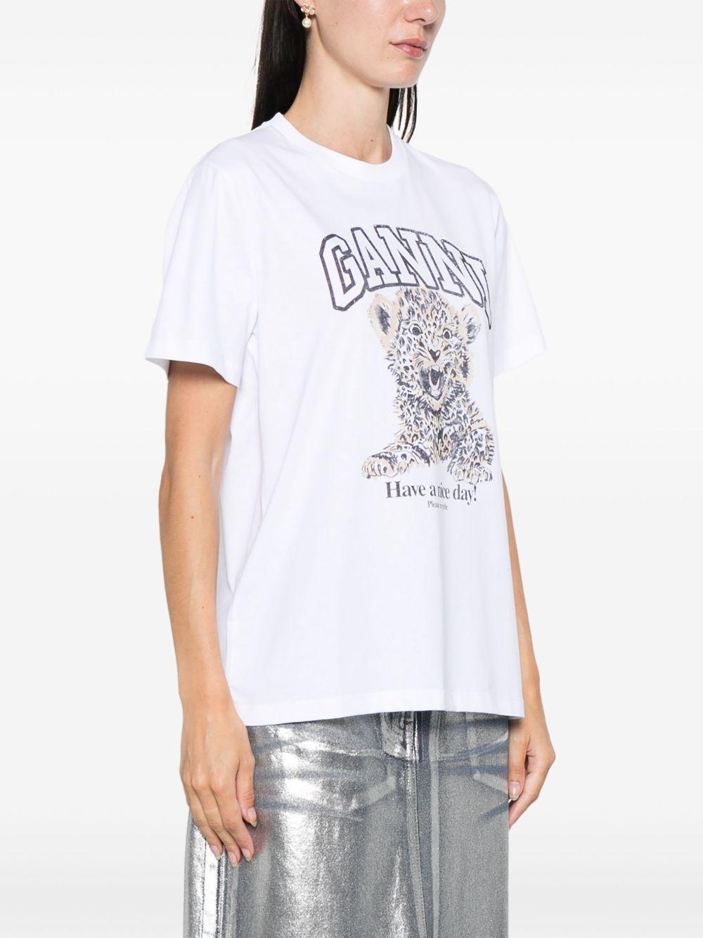 Leopard jersey T-shirt T4124 943 GANNI 