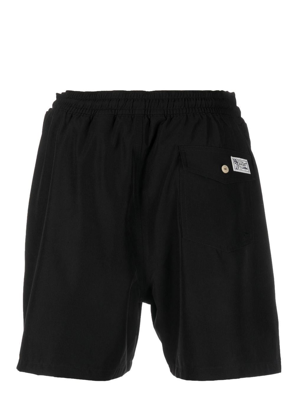 Drawstring waist logo-patch shorts<BR/><BR/><BR/> 710907255002 POLO BLACK POLO RALPH LAUREN 