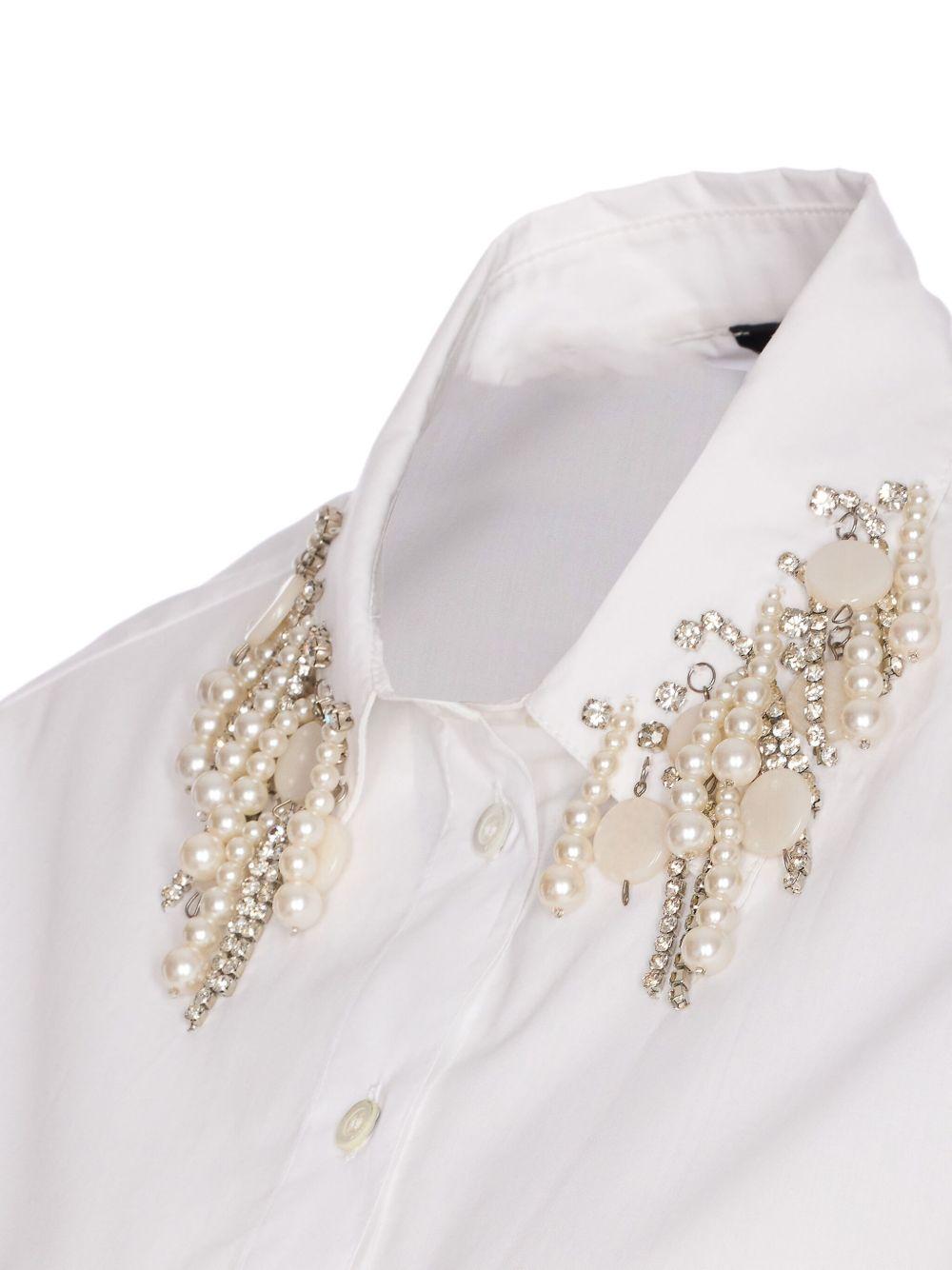 Cropped shirt with bejewelled appliqués 105620 A2EUZ04 PINKO 