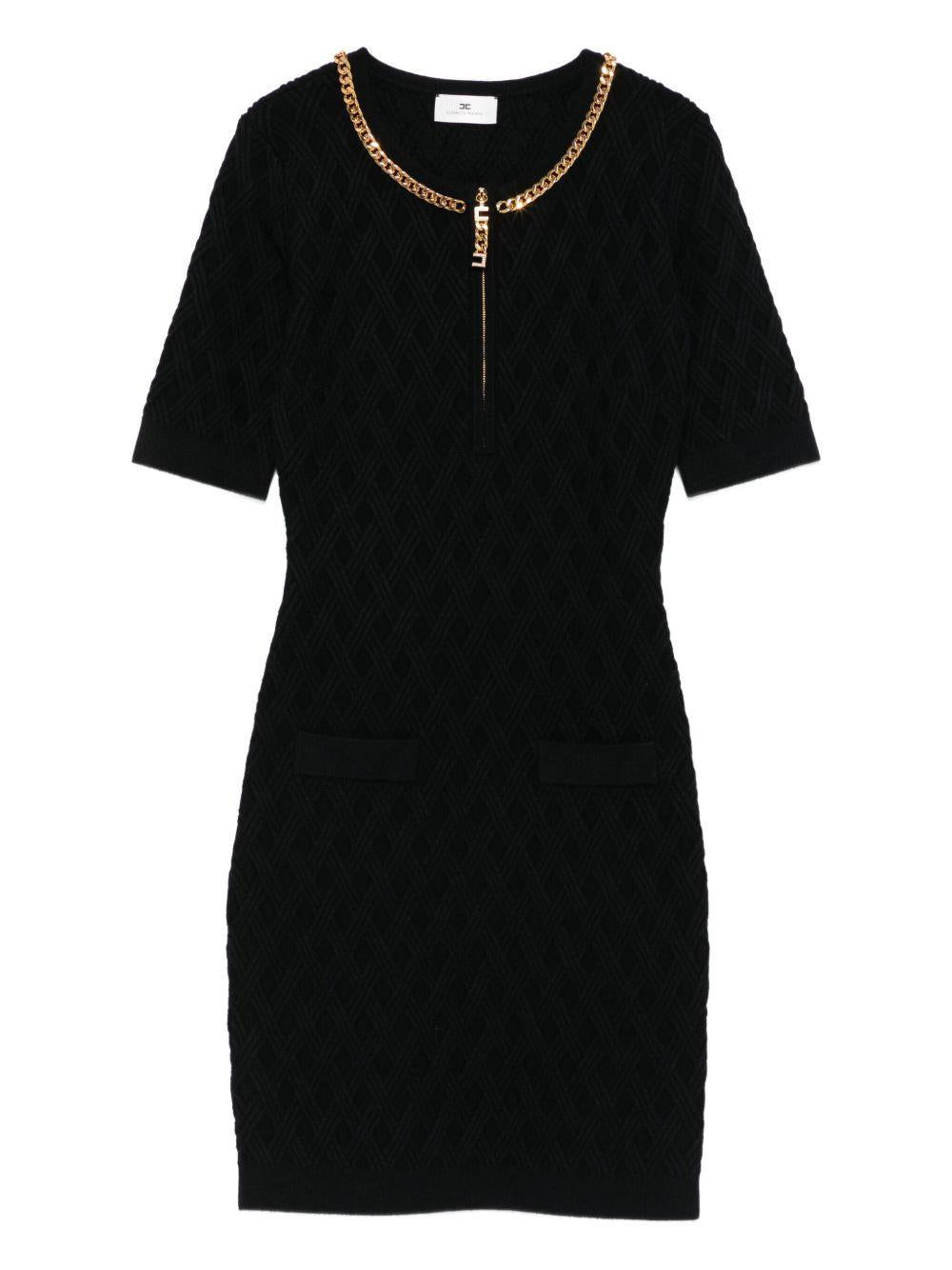 Mini dress in knit fabric with diamonds and jewel details AM20B56E2 110 ELISABETTA FRANCHI 