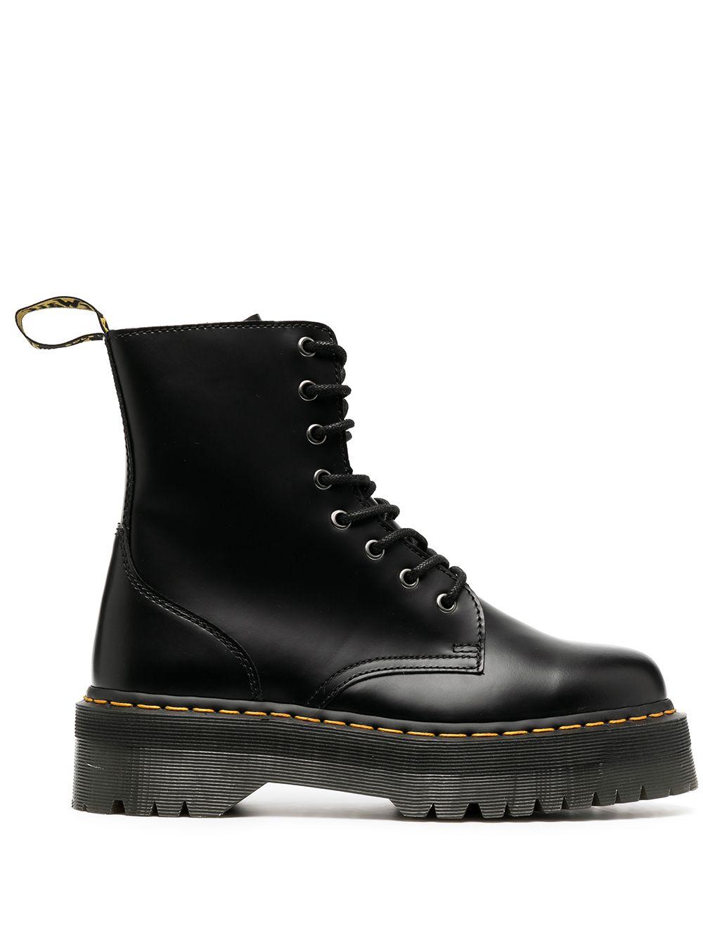 Chunky lace-up leather boots<BR/><BR/><BR/> 15265001 JADONBLACK POLISHED SMOOTH DR. MARTENS 