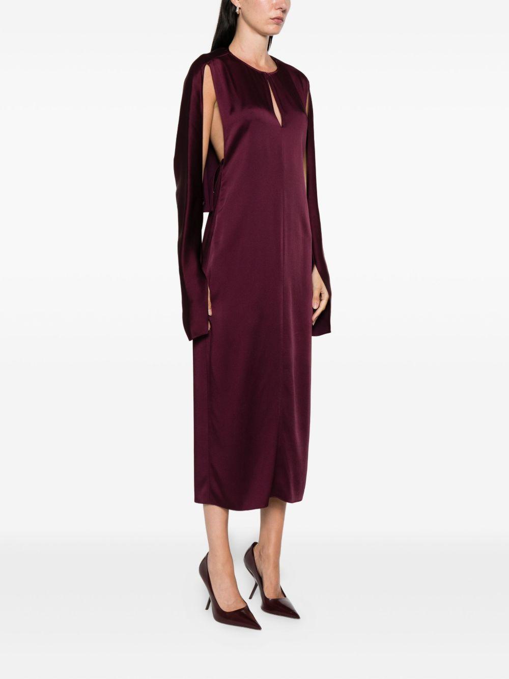 Cape-Sleeve Cut-Out Satin Midi Dress 6A05413 FU3026017 STELLA McCARTNEY 
