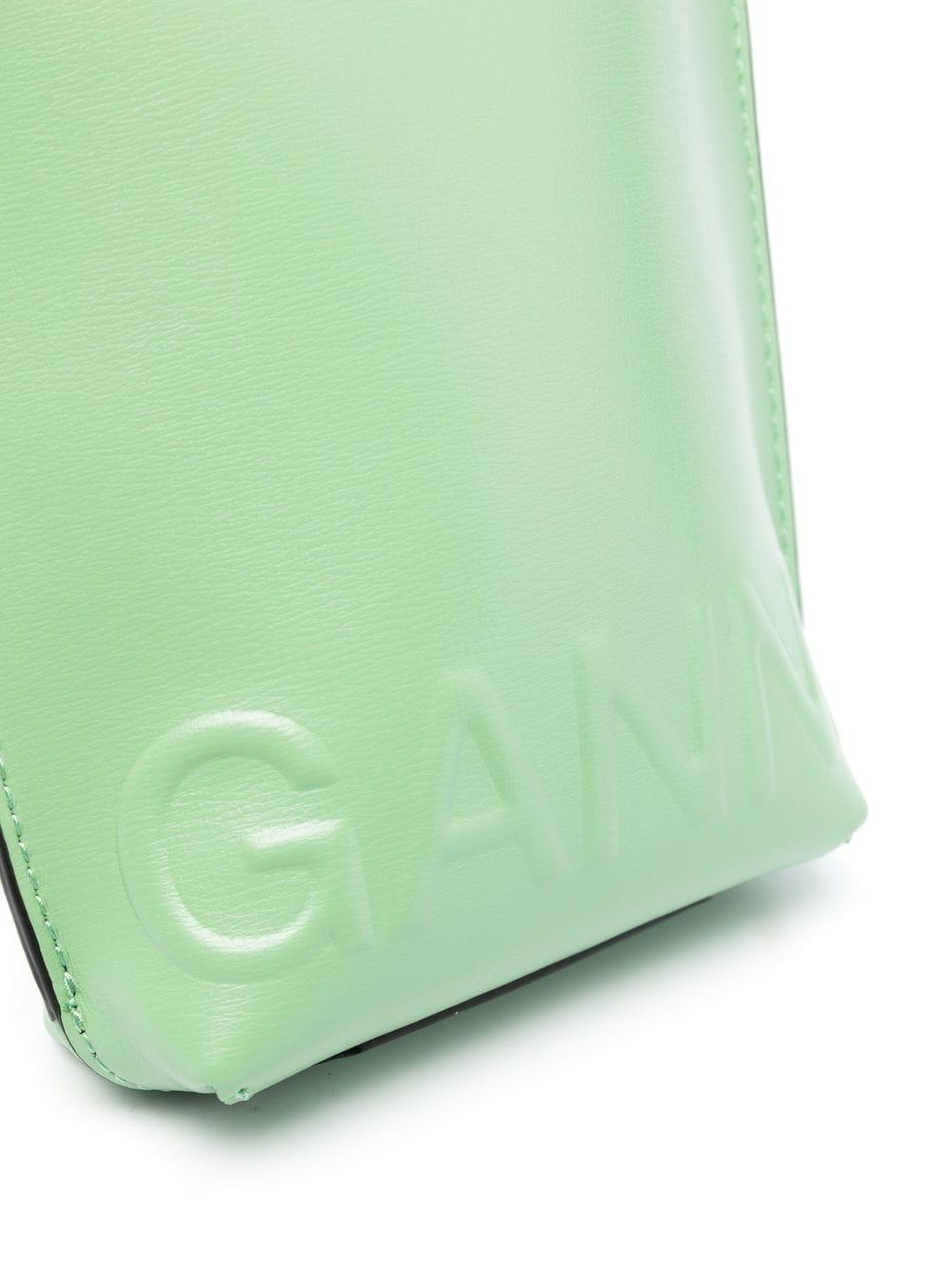 Green logo-embossed leather crossbody bag A4477 484 GANNI 