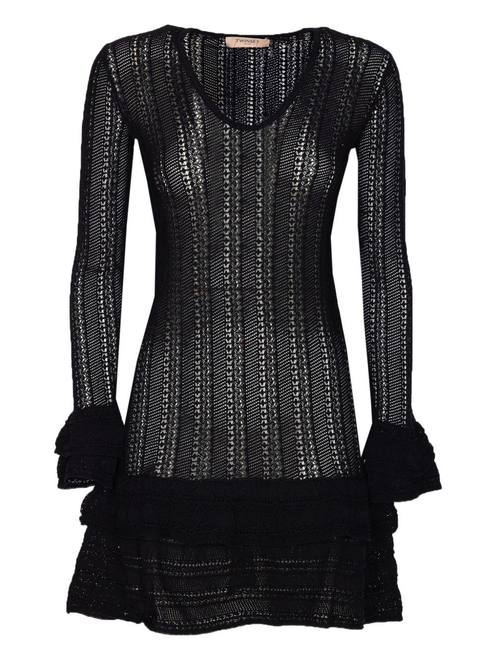 Short knit dress with flounces<BR/> 252TP3180 00006 TWINSET 