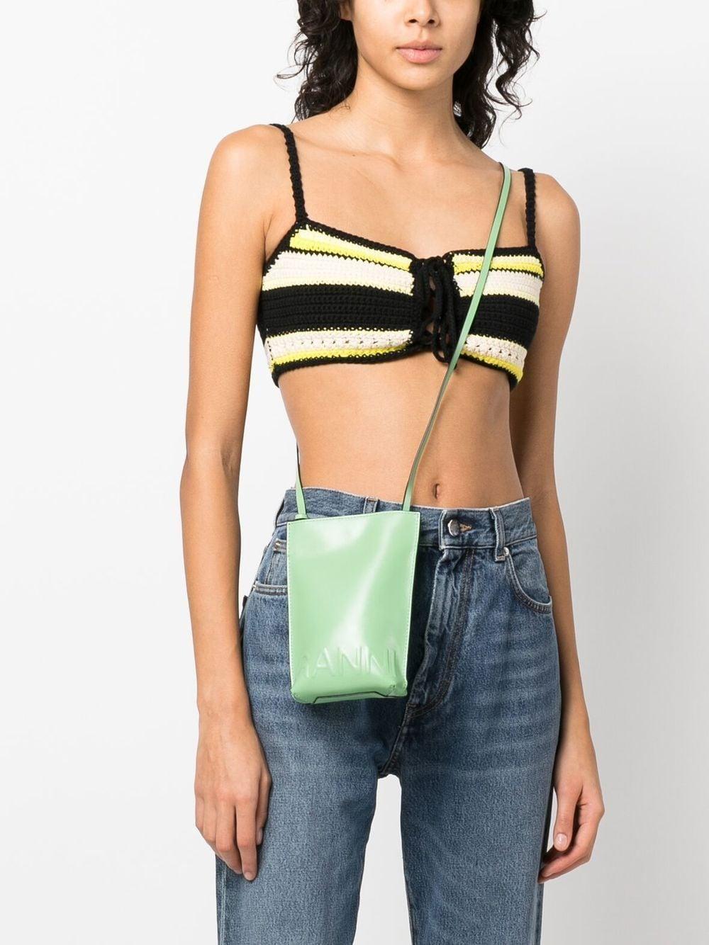 Green logo-embossed leather crossbody bag A4477 484 GANNI 