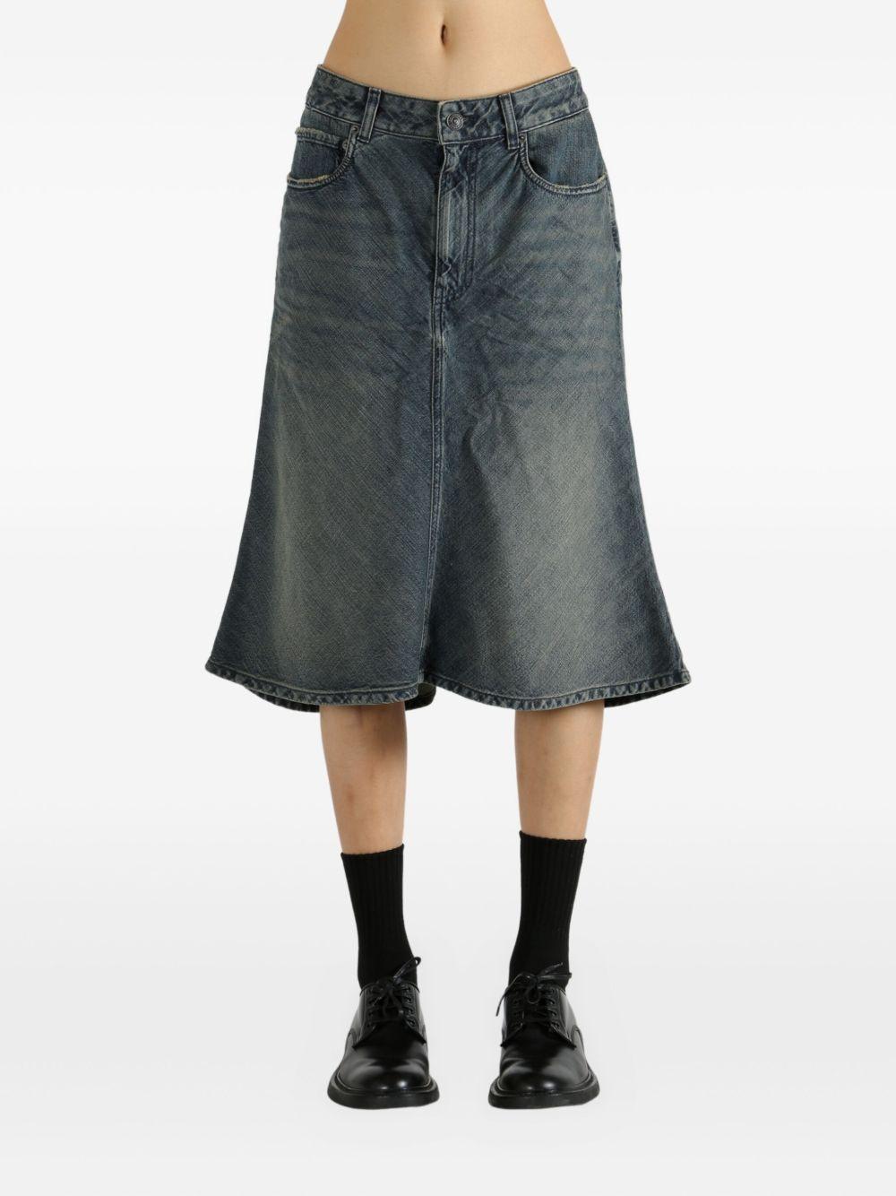 Godet Midi Skirt in Blue 852330 TTW763394 BALENCIAGA 