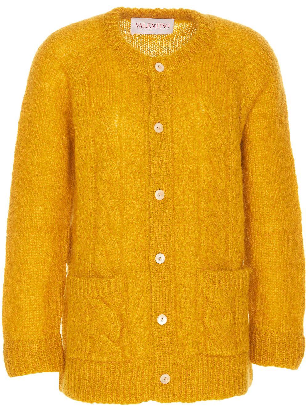 Pastel orange mohair blend cardigan<BR/><BR/><BR/> 6V3KA04KAPB O16 VALENTINO GARAVANI 