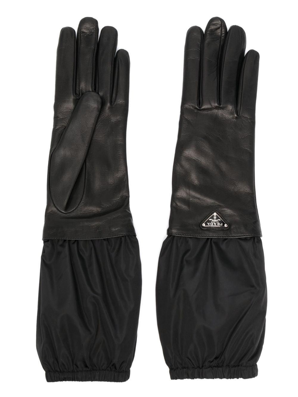 Triangle-logo leater gloves 1GG181 038F0632 PRADA 