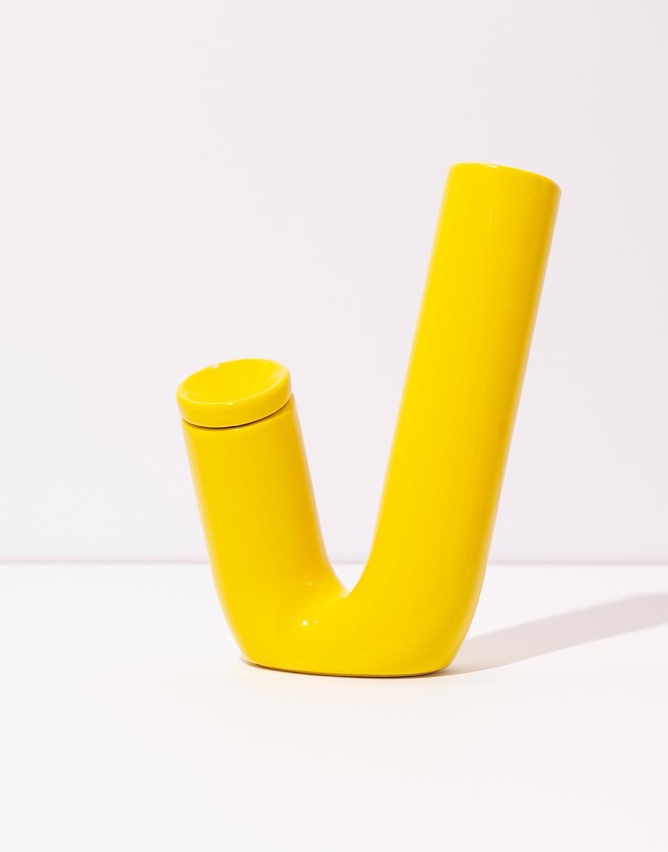 Yellow handcrafted Ceramic Bong VS001 1002VS YELLOW WEED'D 