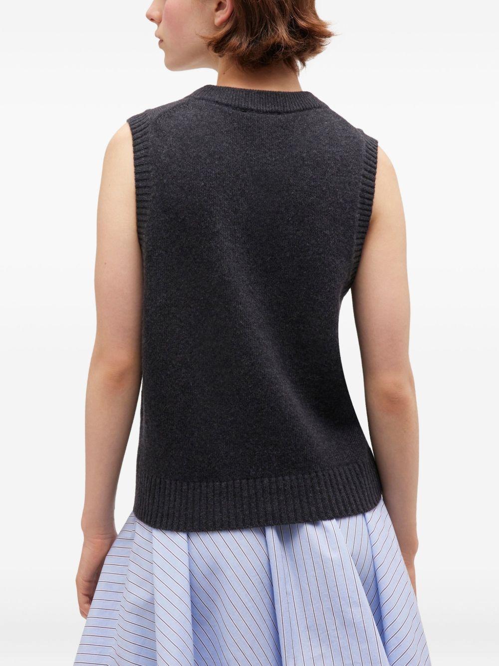 Dark Grey Rose Wool Vest K2596 252 GANNI 