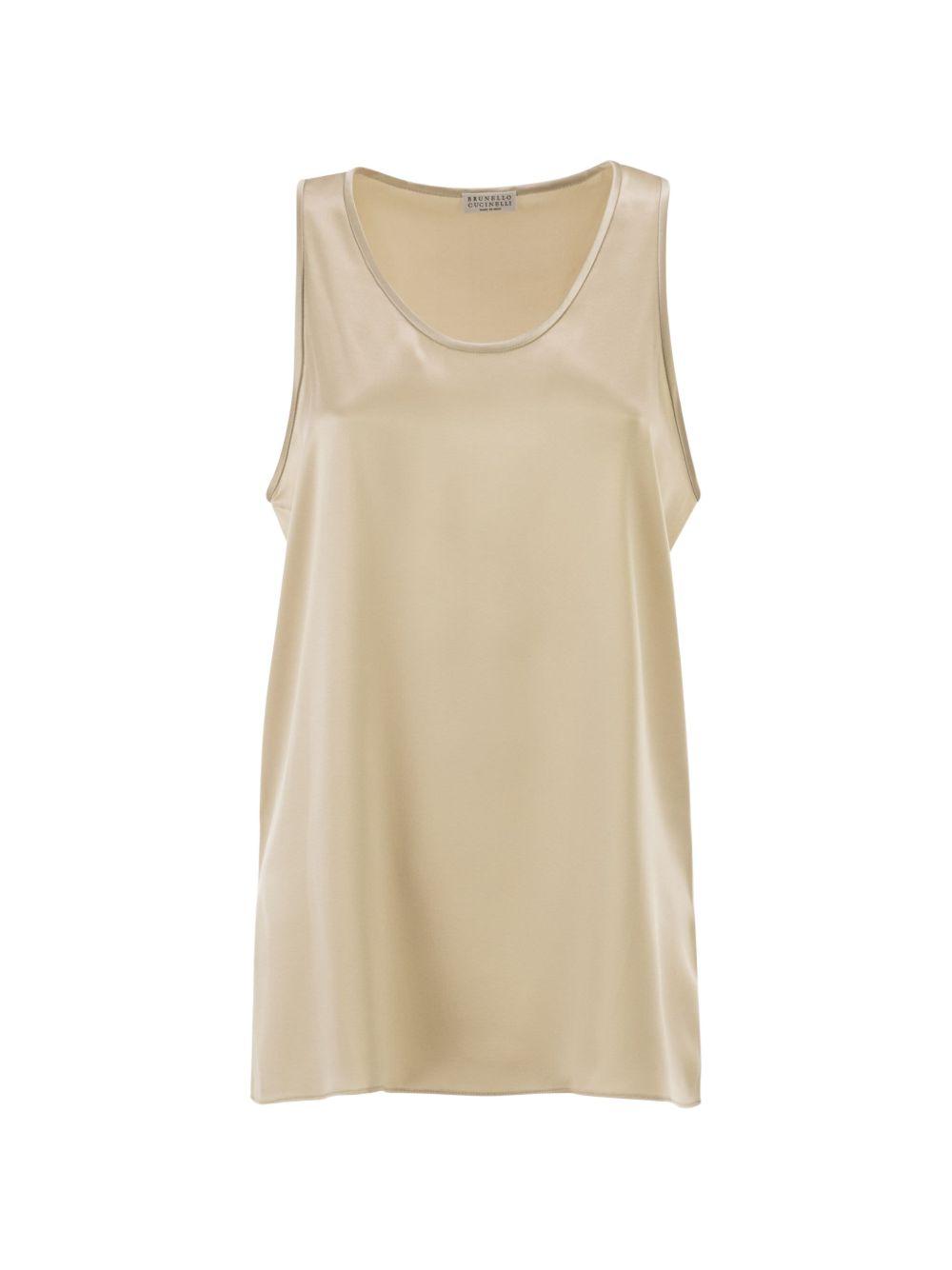 Satin top with wide neckline<BR/> M0C59DZ300 C9643 BRUNELLO CUCINELLI 