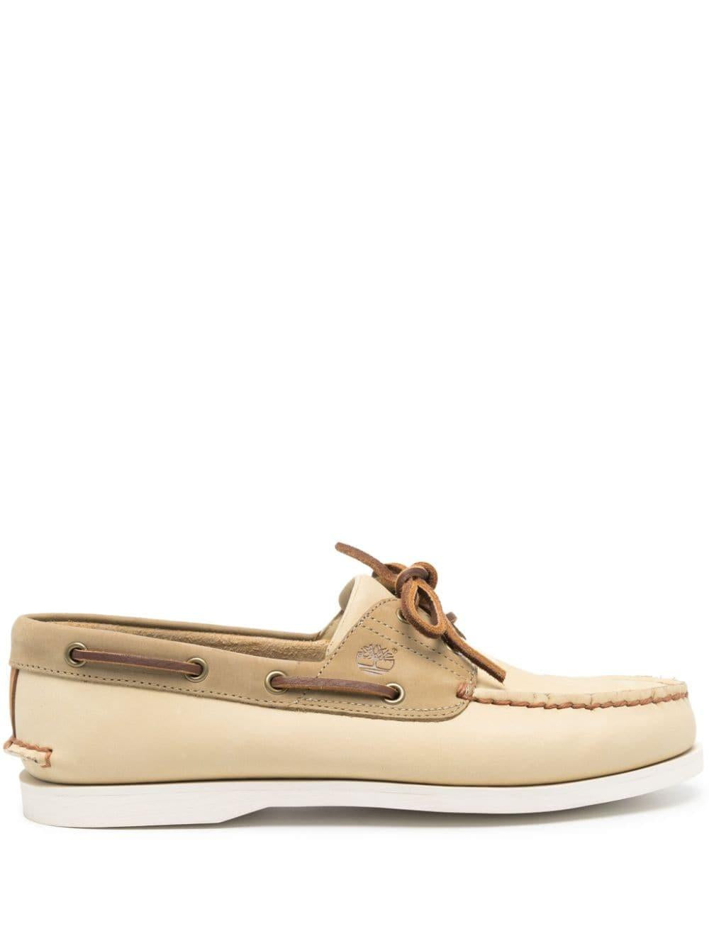 Logo-debossed leather boat shoes<BR/><BR/><BR/> TB0A2PDF ES11 TIMBERLAND 