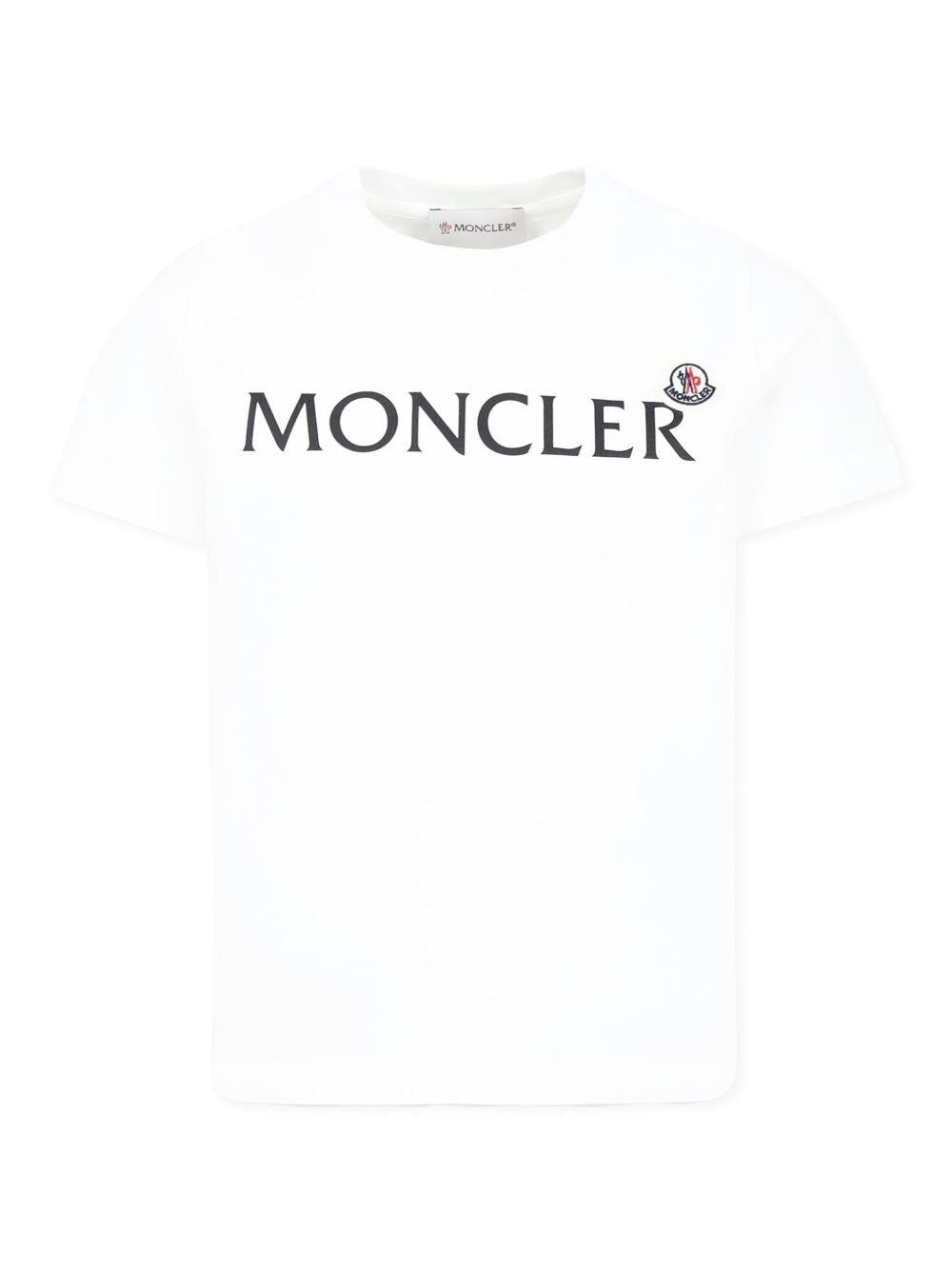 Logo Cotton T-Shirt K29548C00018 89AFV034 MONCLER KIDS 