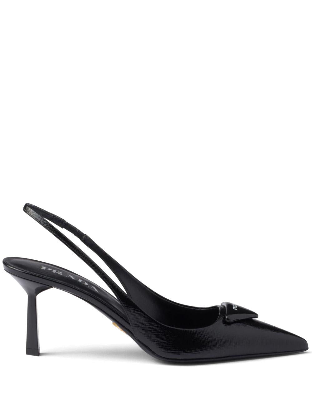 75mm triangle-logo leather pumps<BR/><BR/><BR/> 1I901M 3A9SF0002 PRADA 